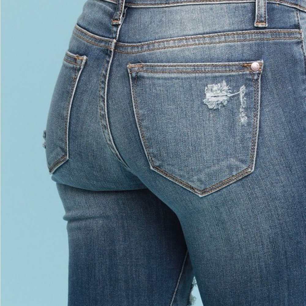 Judy Blue Buffalo Plaid Patch Skinny Jeans Size 5 - Picture 10 of 11